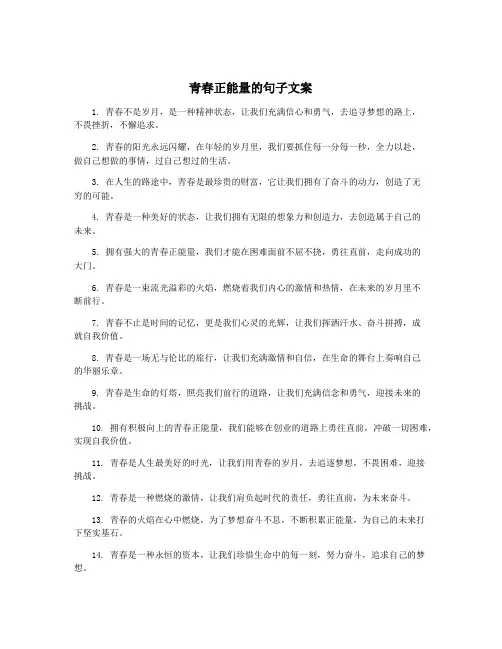 青春正能量的句子文案