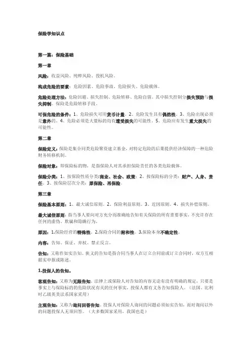 南京财经大学期末保险学知识点