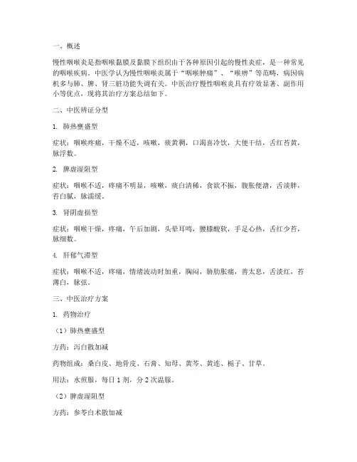 慢性咽喉炎中医治疗方案