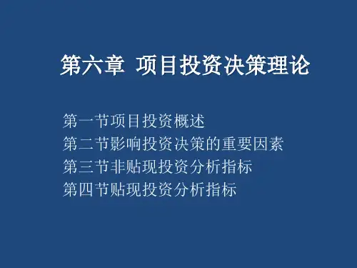 第六章 项目投资决策理论