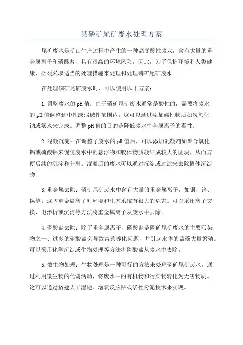某磷矿尾矿废水处理方案