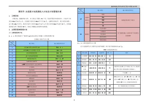 总进度计划资源投入计划及计划管理方案