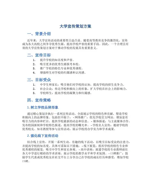 大学宣传策划方案