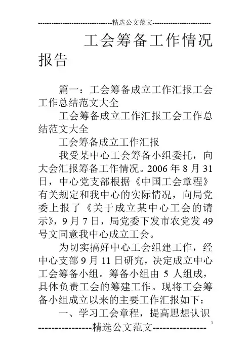 工会筹备工作情况报告