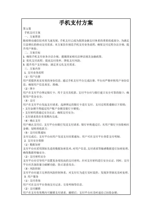 手机支付方案