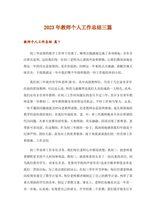2023年教师个人工作总结三篇_11