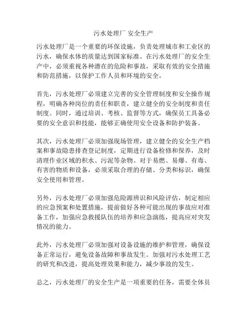 污水处理厂 安全生产