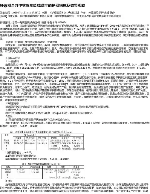 妊娠期合并甲状腺功能减退症的护理措施及效果观察