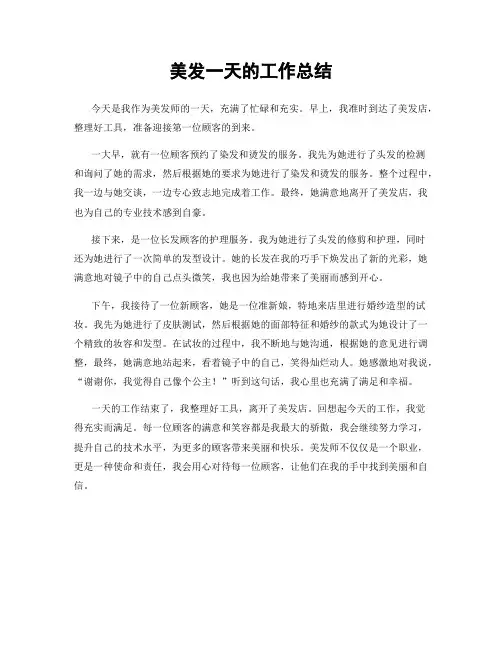 美发一天的工作总结