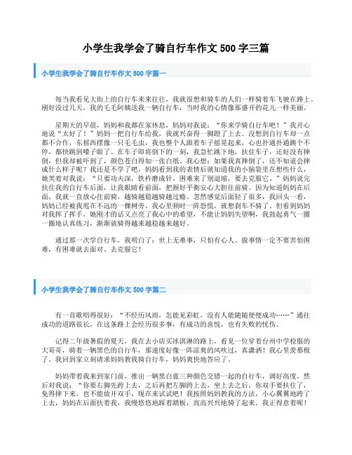 小学生我学会了骑自行车作文500字三篇