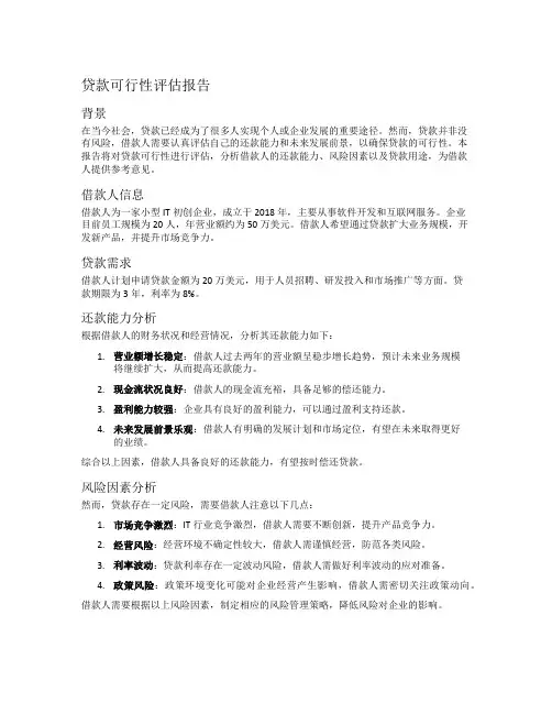 贷款可行性评估报告