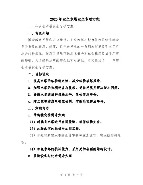 2023年安全水塔安全专项方案