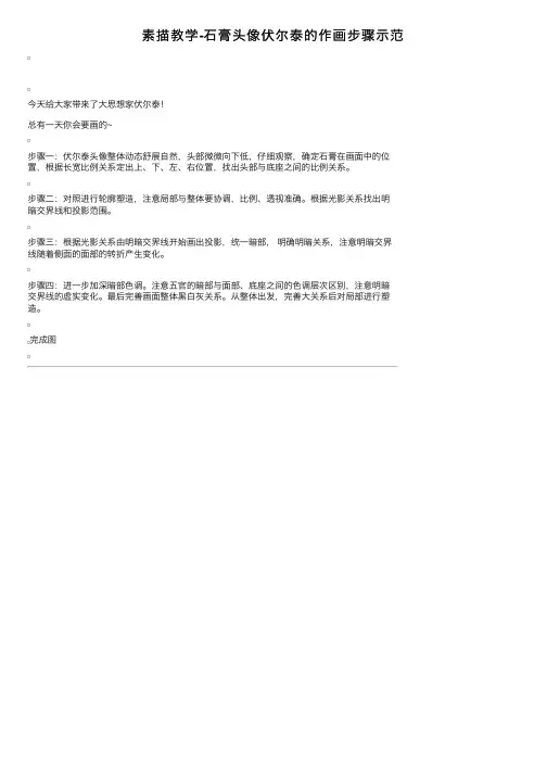 素描教学-石膏头像伏尔泰的作画步骤示范