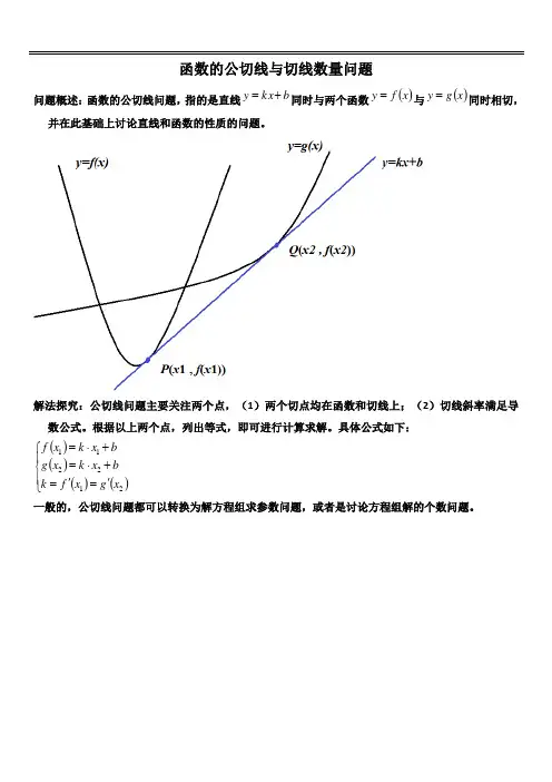 高考数学导数公切线问题、切线数量问题的一般解法及题型细分