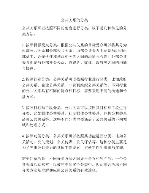 公共关系的分类