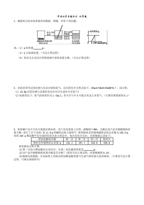 (word完整版)初三中考化学专题练习--计算题(含参考答案最新)