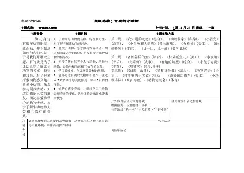 主题计划表五《可爱的小动物》