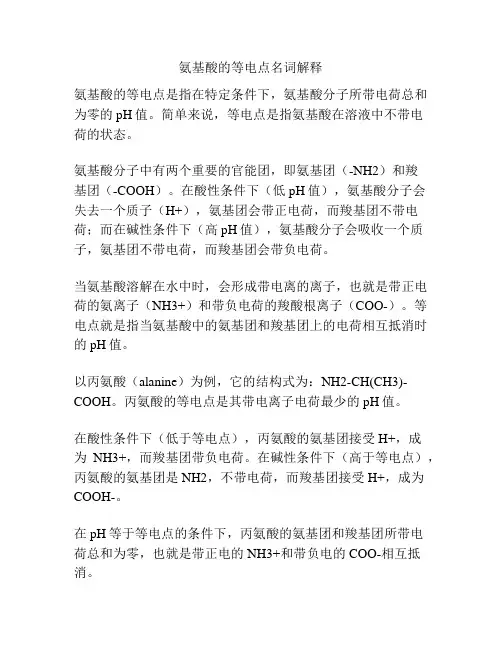 氨基酸的等电点名词解释