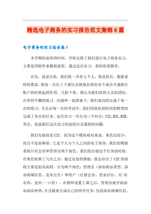 精选电子商务的实习报告范文集锦6篇