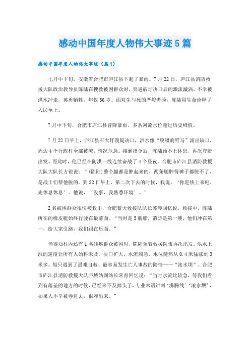 感动中国年度人物伟大事迹5篇