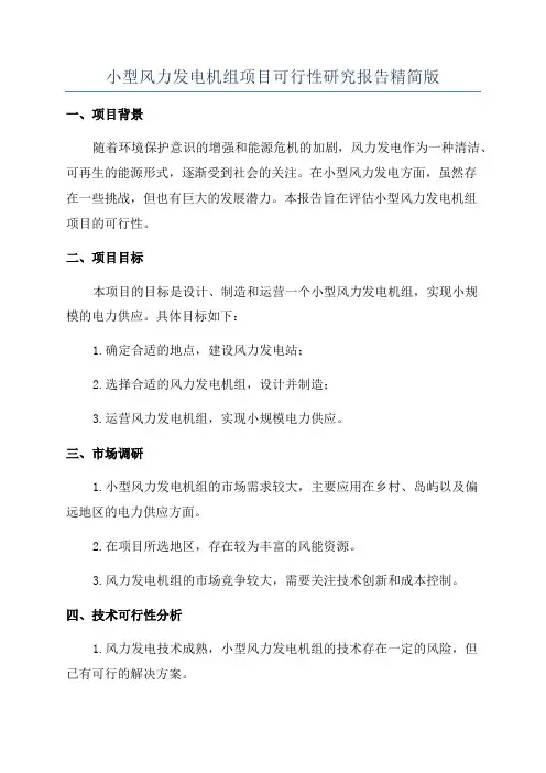 小型风力发电机组项目可行性研究报告精简版