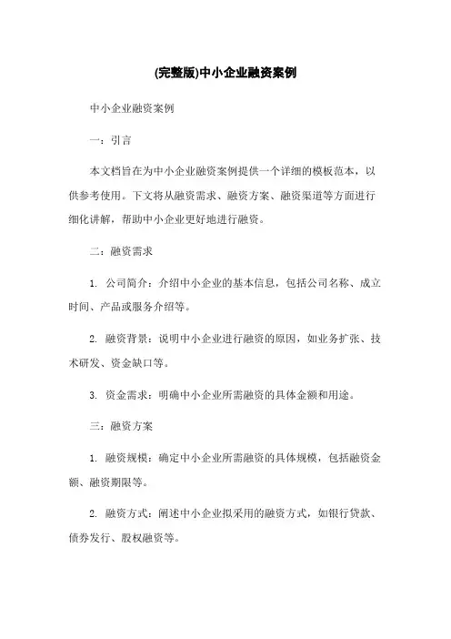 (完整版)中小企业融资案例