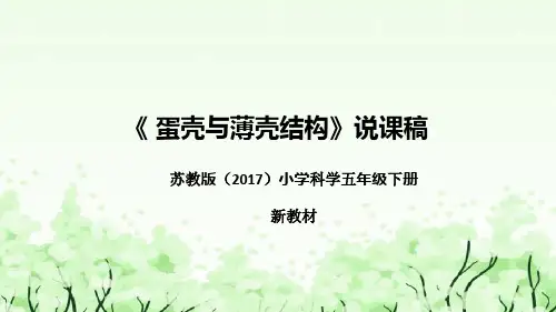 苏教版(2017)小学科学五年下册《蛋壳与薄壳结构》说课(附反思、板书)课件