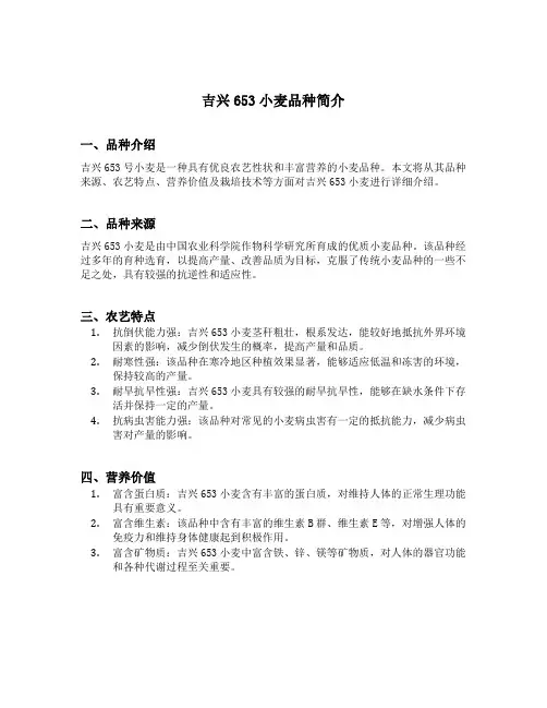 吉兴653小麦品种简介