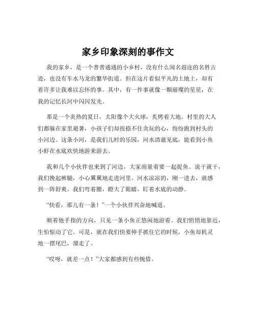 家乡印象深刻的事作文