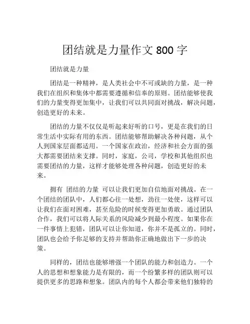 团结就是力量作文800字