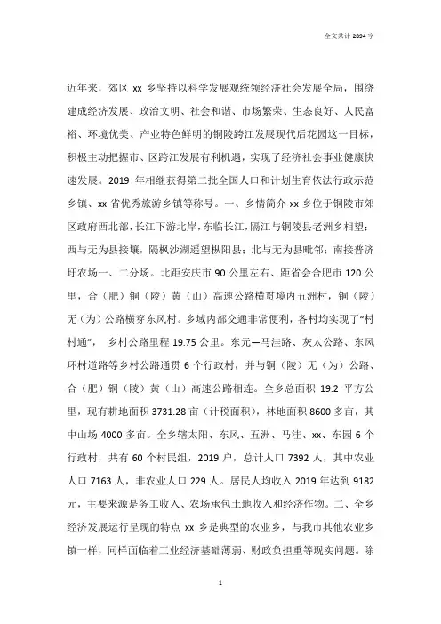 2019年乡镇经济发展情况汇报