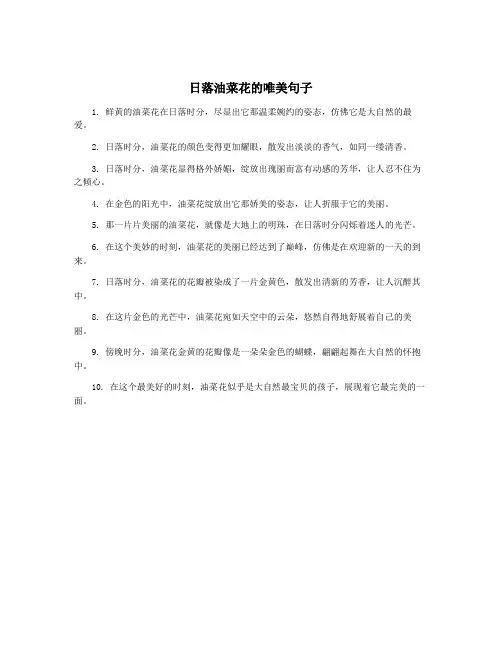 日落油菜花的唯美句子