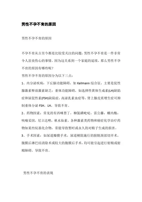 男性不孕不育的原因
