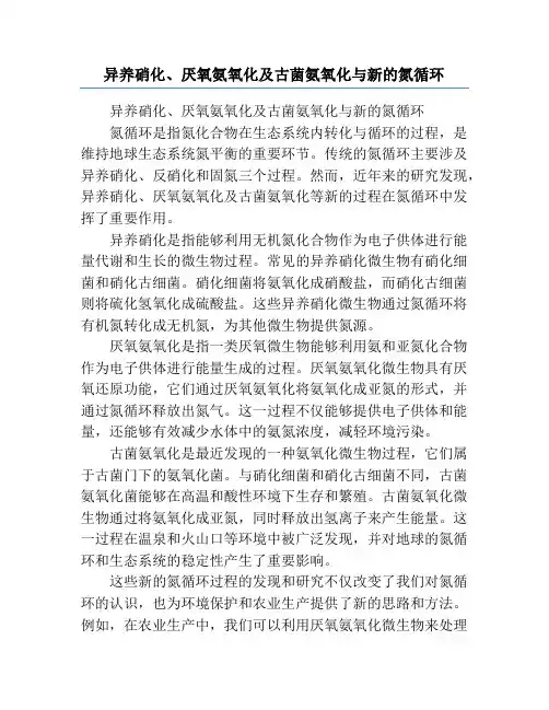 异养硝化、厌氧氨氧化及古菌氨氧化与新的氮循环