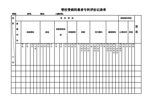 三甲医院脊柱骨病科患者评估表