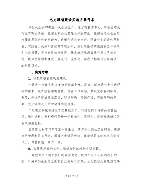 电力班组建设实施方案范本(二篇)