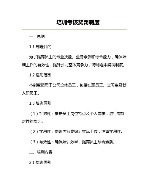 培训考核奖罚制度