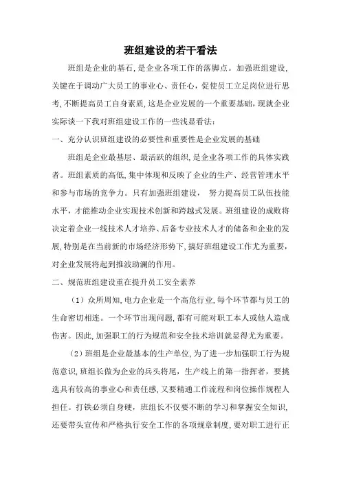 班组建设的若干看法