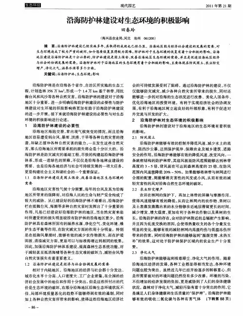 沿海防护林建设对生态环境的积极影响