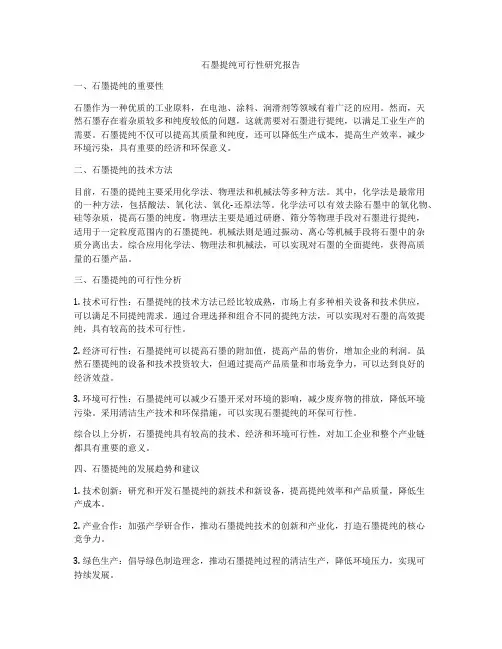 石墨提纯可行性研究报告
