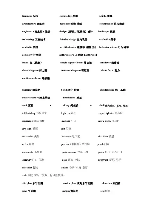建筑专业英语用词