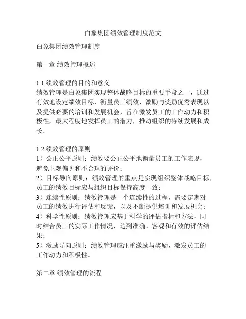 白象集团绩效管理制度范文