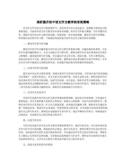 浅析提升初中语文作文教学的有效策略