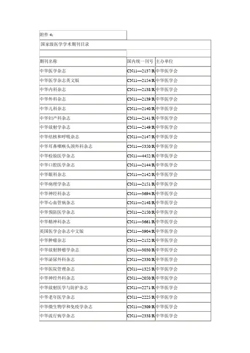 国家级和可视同国家级杂志