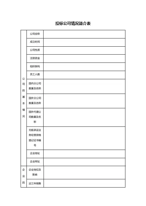 投标公司情况简介表