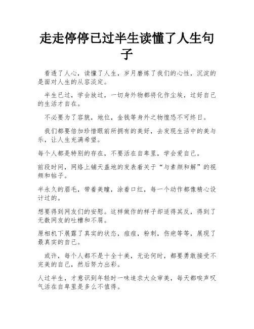 走走停停已过半生读懂了人生句子