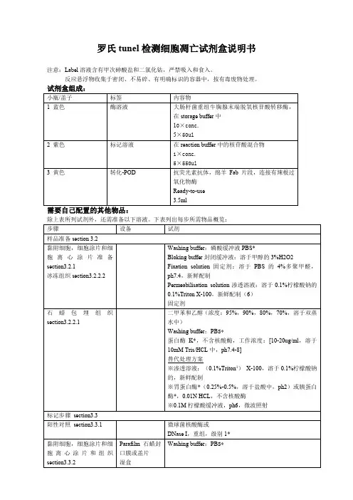自己翻译的罗氏tunel检测细胞凋亡试剂盒说明书