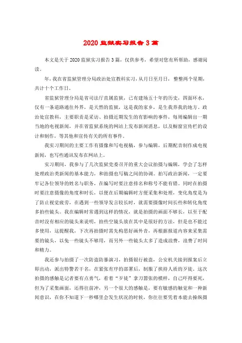 2020监狱实习报告3篇