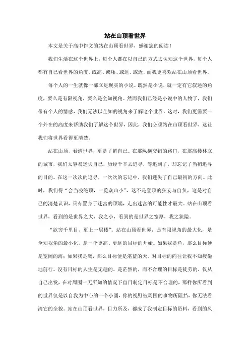站在山顶看世界_高中作文