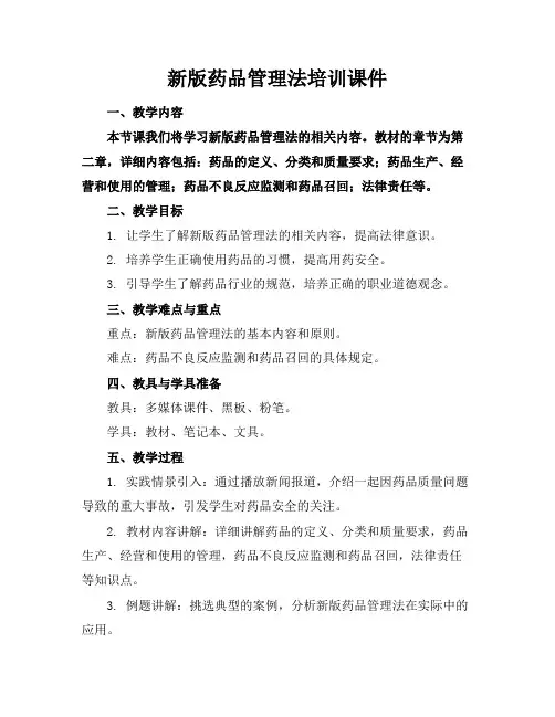 新版药品管理法培训课件